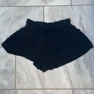Black Ruffle Tie Shorts